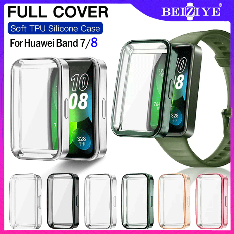 TPU Nắp bảo vệ mềm cho Huawei band 8 /band 7 Vỏ bảo vệ toàn màn hình Vỏ ốp lưng Mạ cho đồng hồ Huawei band 6 / Band 6 Pro
