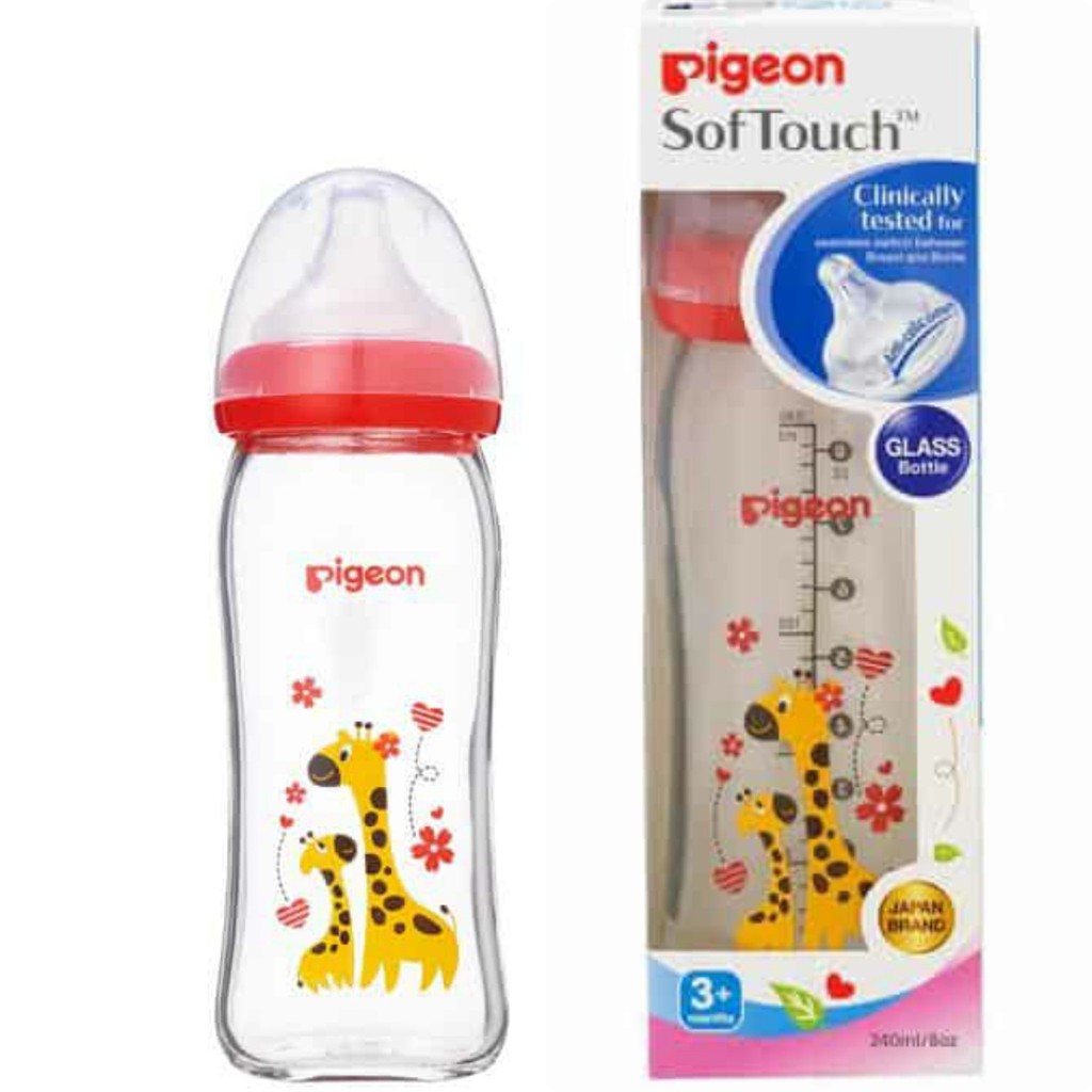 Bình sữa thủy tinh cổ rộng Pigeon Plus 240ml