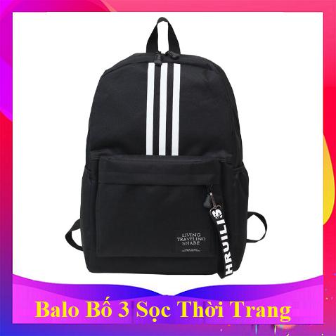 [HCM]Balo Bố Thời Trang 3 Sọc Trắng (Size 30x40cm-Ảnh Thật)
