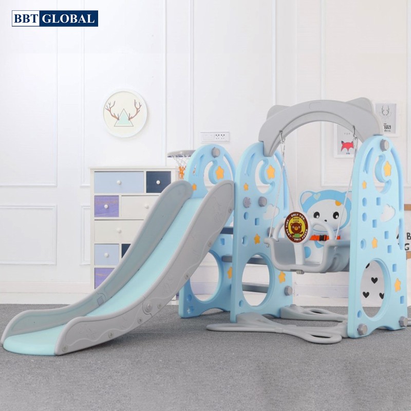 Cầu trượt xích đu hello kitty máng dài 4 trong 1 cho bé bbt global bsl331