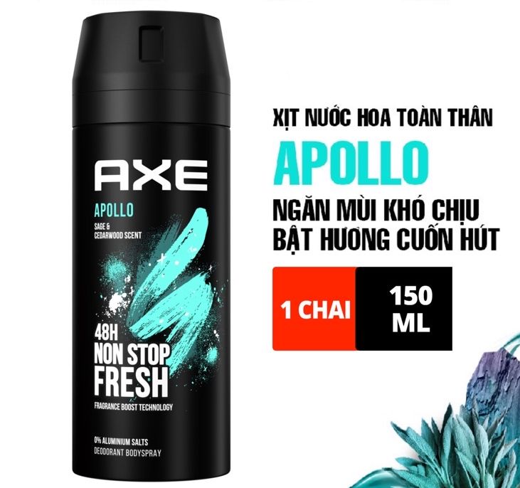 HCMXịt Khử Mùi Cho Nam Deodorant Body Spray AXE APOLLO 48h, 150ml.