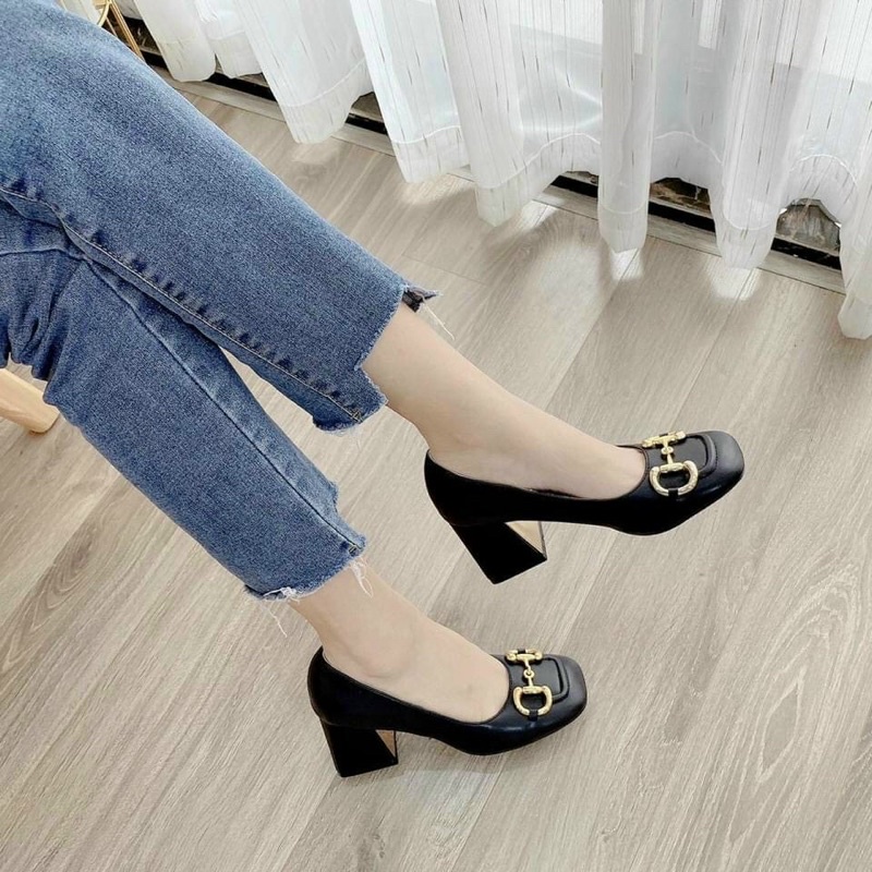 Giày cao gót búp bê mũi vuông khóa CG-0580