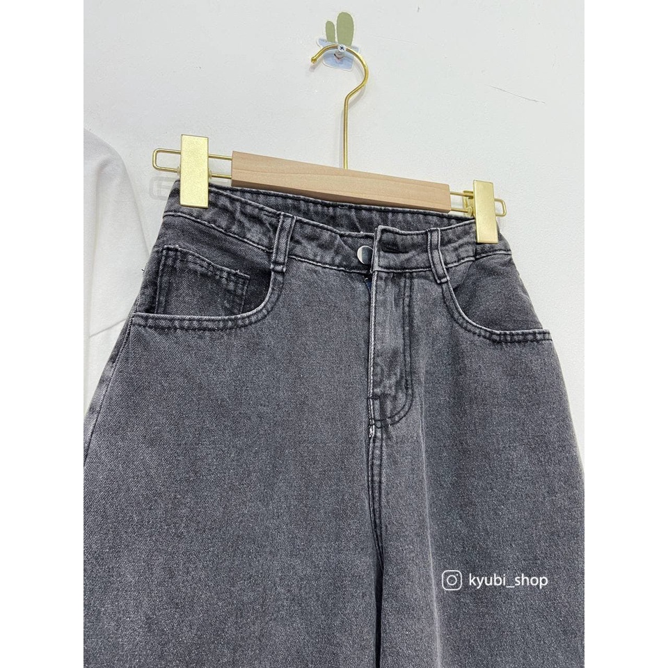 Quần jeans ống suông rộng đen xám nữ phong cách Retro Ulzzang (Có Bigsize ) - Quần jean ống rộng