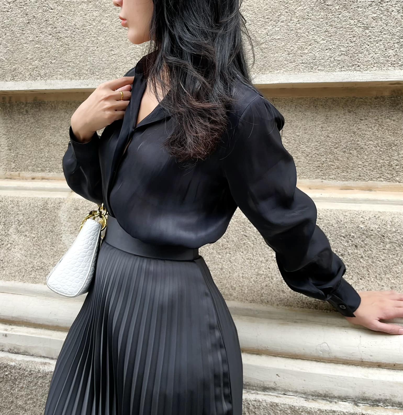 VELLE DESIGN áo sơ mi lụa tơ Celline chất lụa tơ organza cao cấp không nhăn.