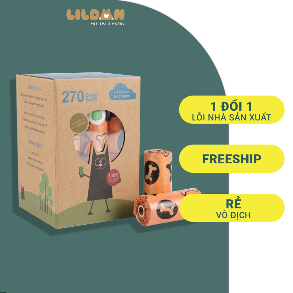 Cuộn túi đựng phân chó mèo - túi rác mini sinh học tự phân hủy