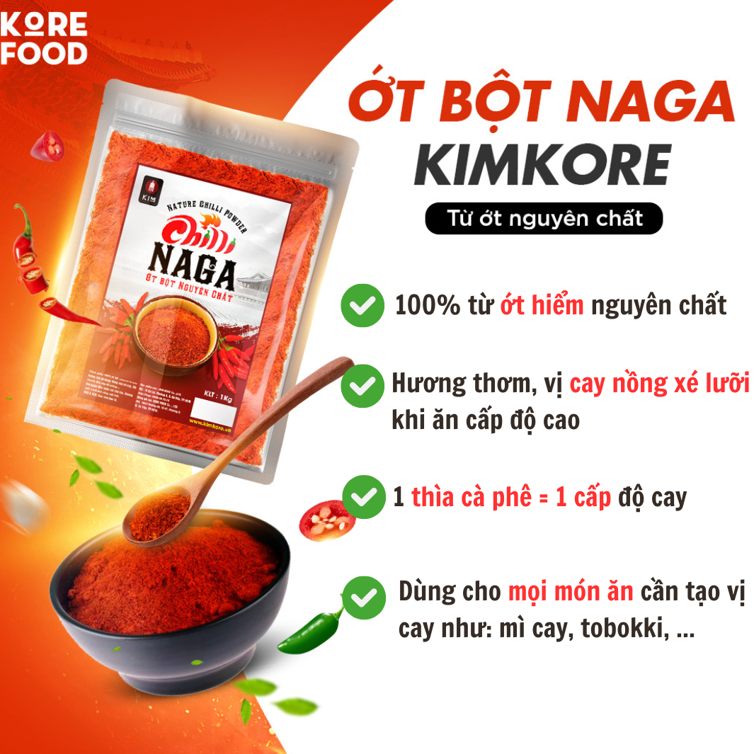ỚT BỘT CAO CẤP NAGA TẠO CẤP ĐỘ MÌ CAY (GÓI 1KG)