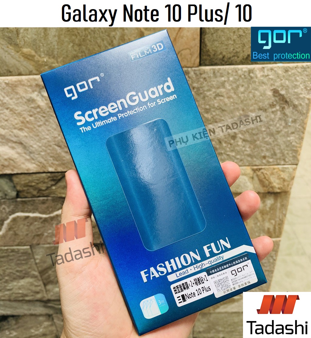 Bộ 4 miếng dán dẻo gor samsung note 10, note 10 plus dán full màn 3d, trong suốt bo viền cong - chính hãng gor