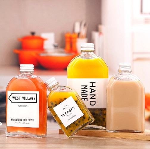 Chai thủy tinh dẹp cổ cao nắp nhôm 100ml 200ml 250ml 350m 500ml