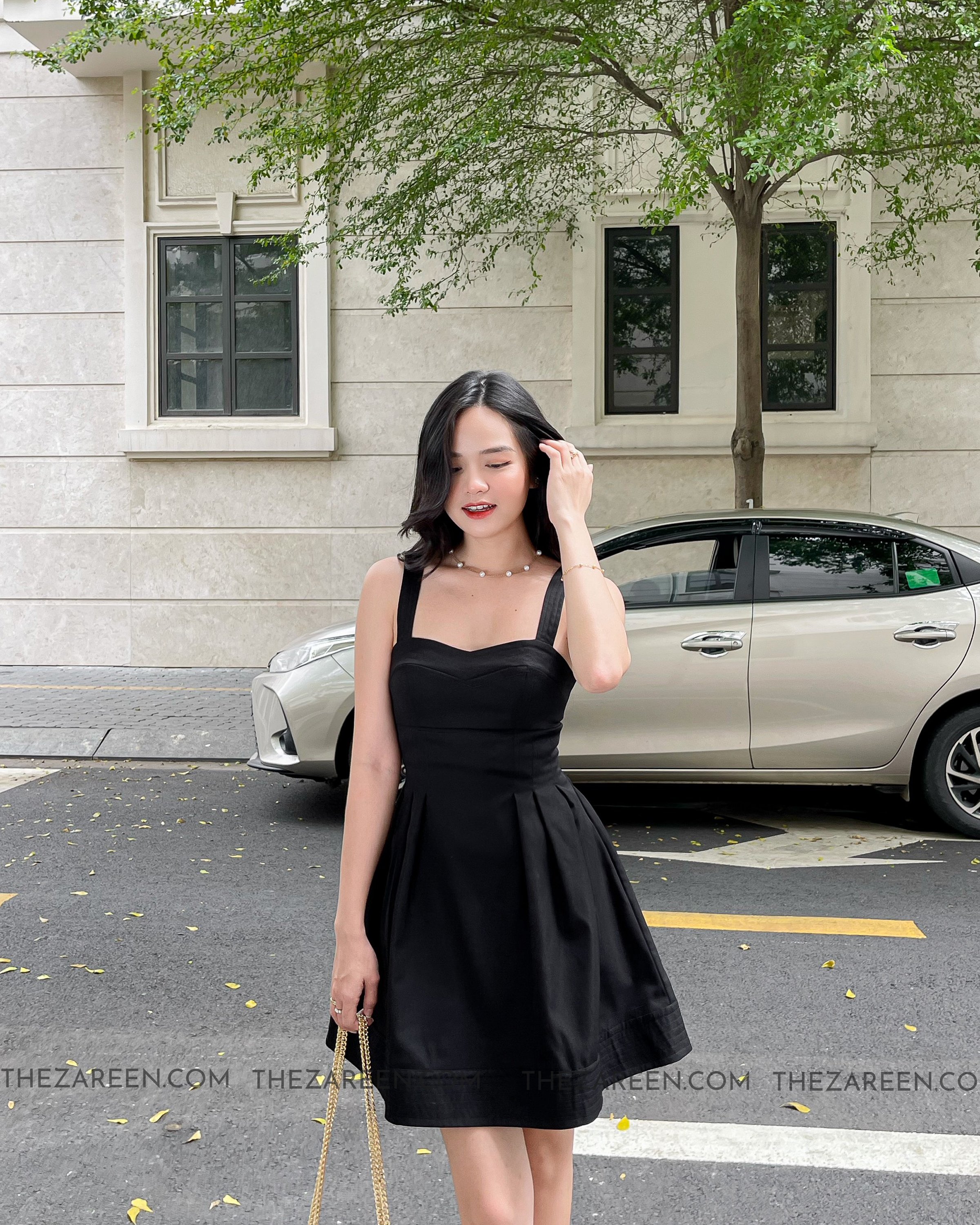 ZAREEN | ĐẦM TIỆC DÁNG XÒE 2 DÂY DAX60 ĐEN