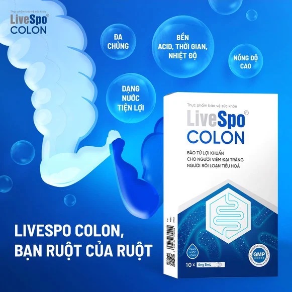 Men vi sinh LiveSpo Colon 3 tỷ bào tử lợi khuẩn cho người viêm đại tràng, táo bón tiêu chảy (Hộp 10 ống x 5ml)