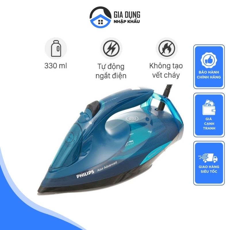 Bàn ủi hơi nước philips gc4938, bàn là hơi nước cầm tay, bàn là quần áo, công suất 3000w, tự động điều chỉnh nhiệt cho từng loại vải, chế độ tự ngắt khi quá nhiệt, nhập đức, bảo hành 12 tháng