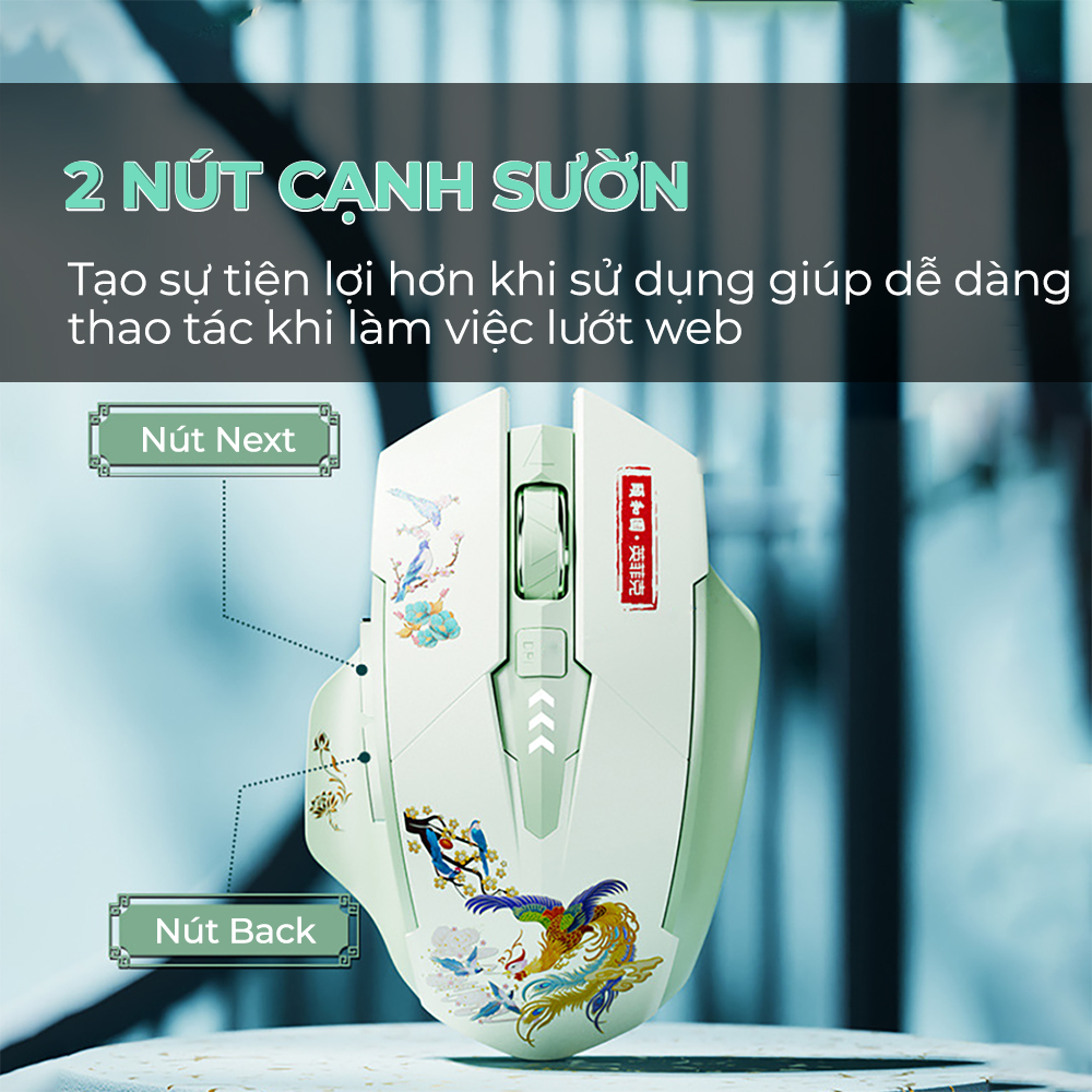 Chuột không dây bluetooth sạc pin SIDOTECH A10 Tết silent giới hạn gaming 6 nút bấm pin 3 tháng 5 mức điều chỉnh DPI tốc độ phản hồi cao công thái học chống mỏi tay cho laptop máy tính - Hàng chính hãng