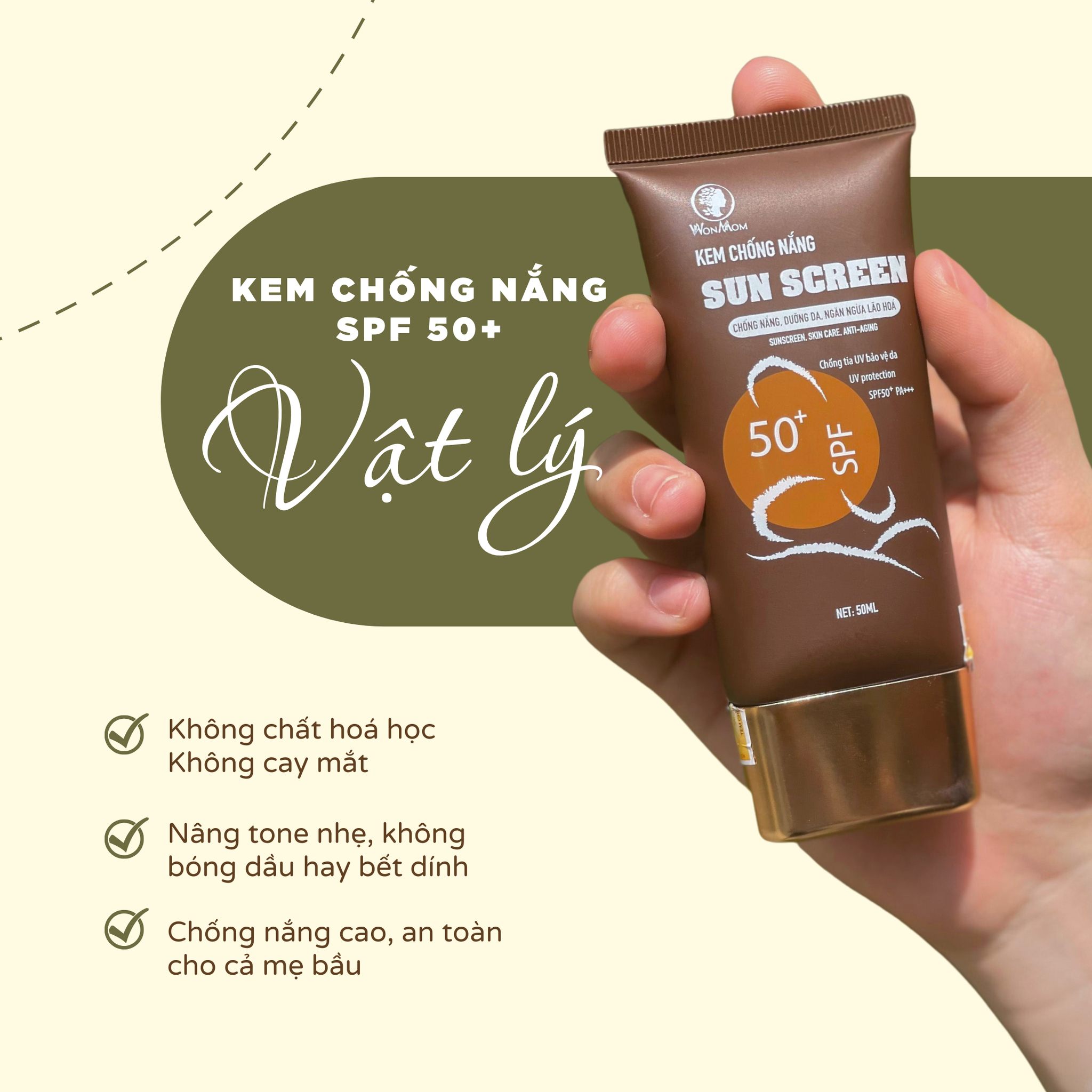 Kem chống nắng Wonmom (Chống nắng vật lý an toàn)