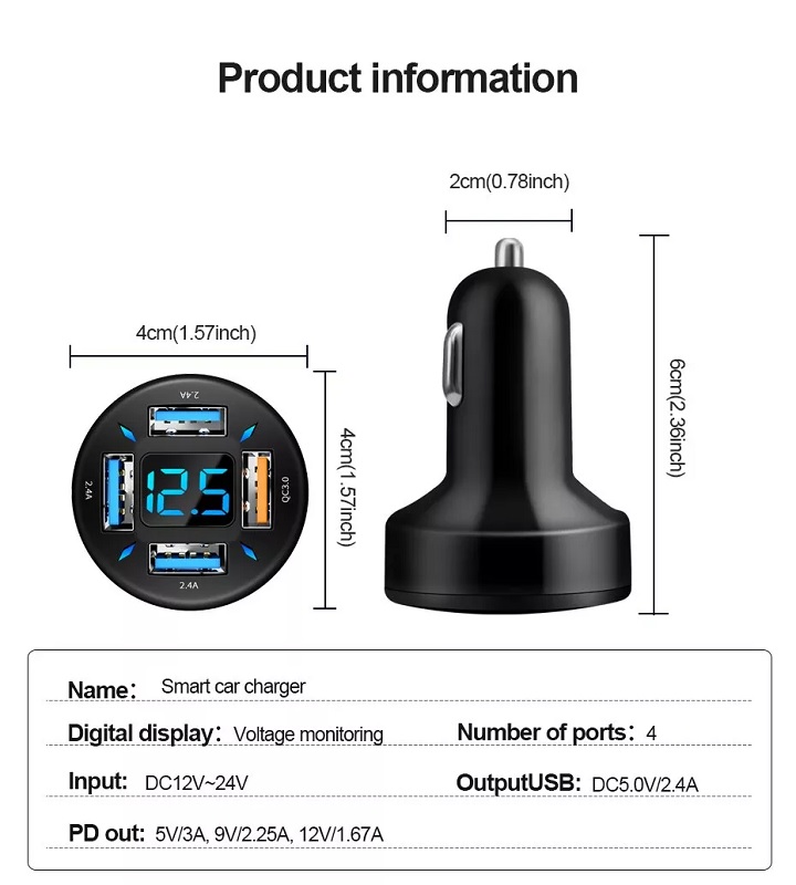Tẩu Sạc Ô Tô 4 Cổng USB (Có 1 Cổng Quick Sạc Nhanh 3.0)