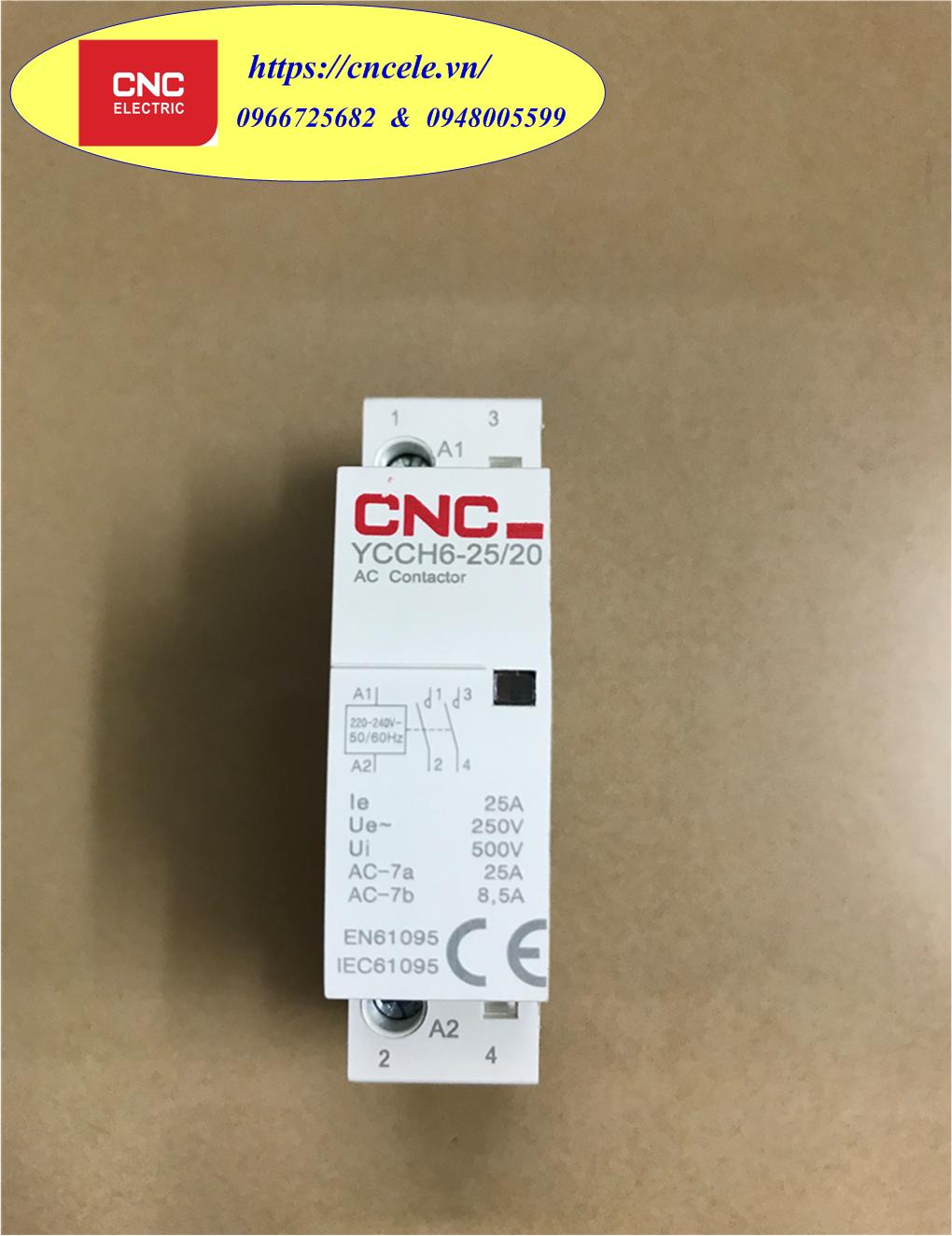 Khởi Động Từ CNC 1 Pha – 25A, CONTACTOR CNC 1P - 25A, Mã YCCH6-25/20.