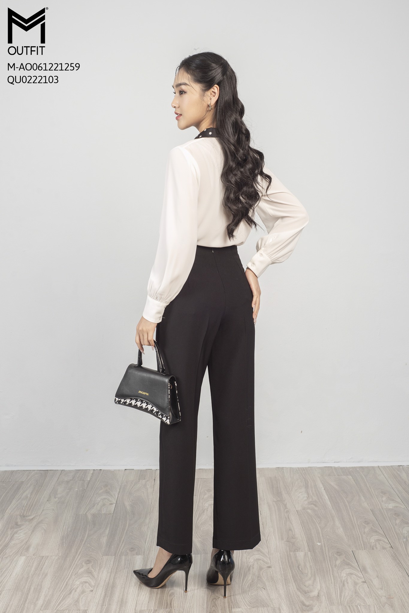 Áo sơ mi dài tay, phối cổ lụa thời trang MMoutfit