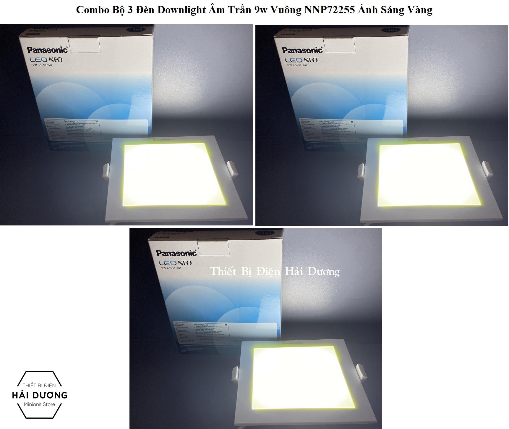 Combo Bộ 3 Đèn Led Downlight Âm Trần Panasonic 9w Tròn NNP72279 - Vuông NNP72255 Neo Slim Bảo vệ mắt