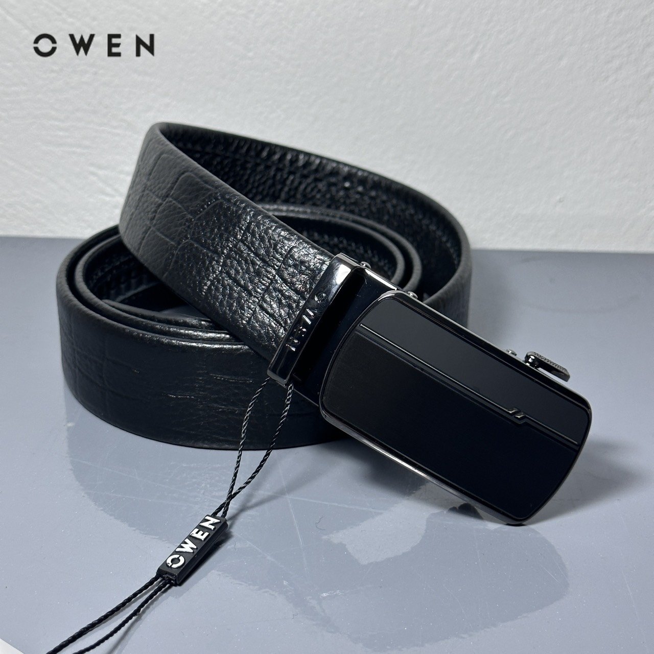 Thắt lưng nam Owen - dây lưng da bò màu đen  232625