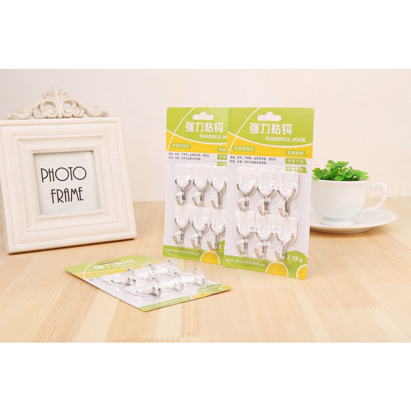 Vỉ 06 móc dính tường (móc dán tường) chắc chắn E716
