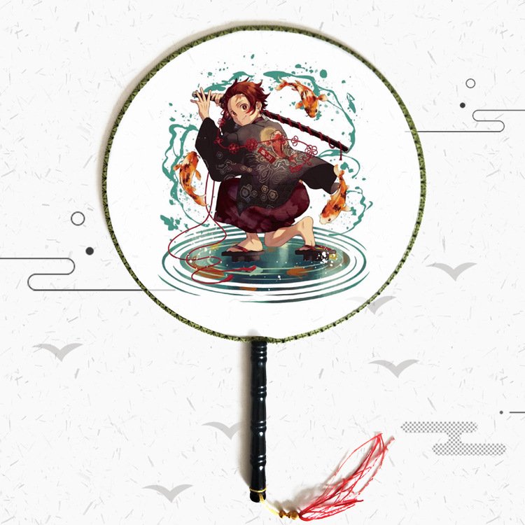 Quạt tròn cổ trang Kimetsu no Yaiba Thanh gươm diệt quỷ anime cầm tay