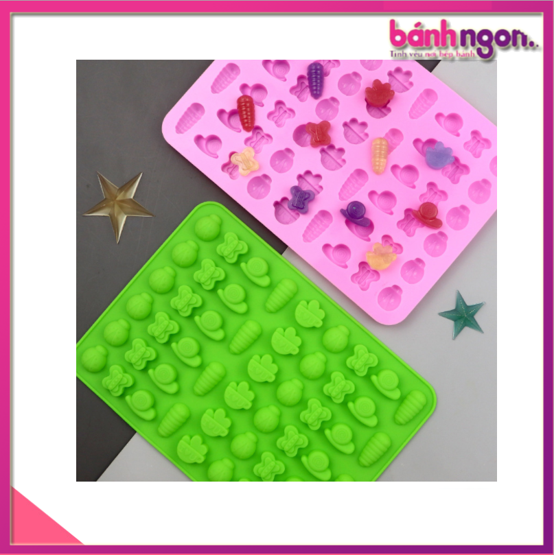 🍩🍩🍩 Khuôn silicon rau câu kẹo dẻo hình con bướm,con ve và con nhộng 🍩🍩🍩