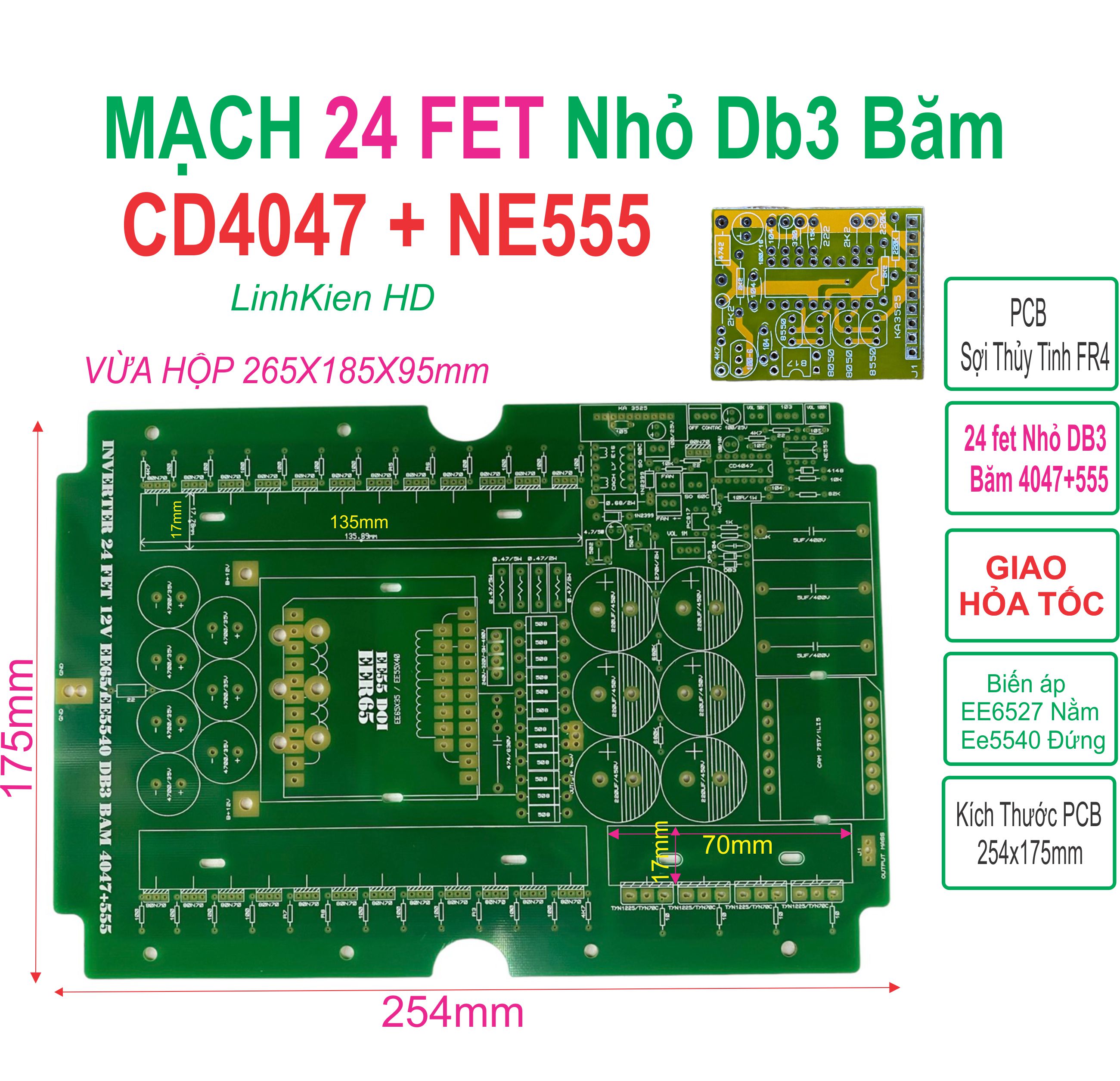 Pcb bo mạch kích điện 24 fet cách ly băm db3 nhịp cd4047 + ne555 phíp fr4 - linhkien hd