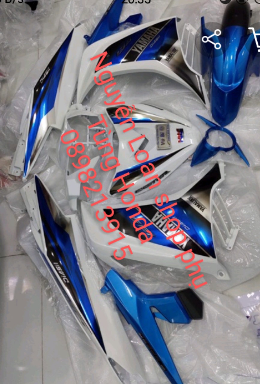 YAMAHA - OH DÀN ÁO CHO XE EXCITER 135 MÀU XANH TRẮNG FULL DÀN MÀU 10 MÓN