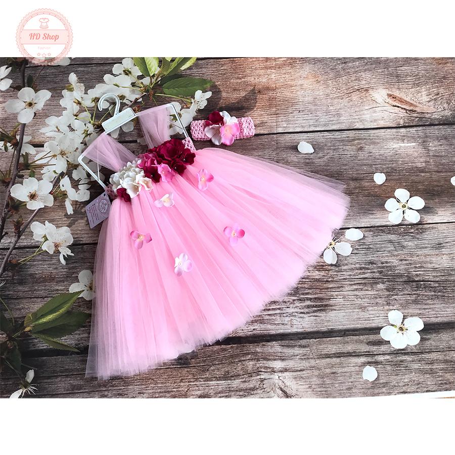 Đầm công chúa cho bé hồng phấn