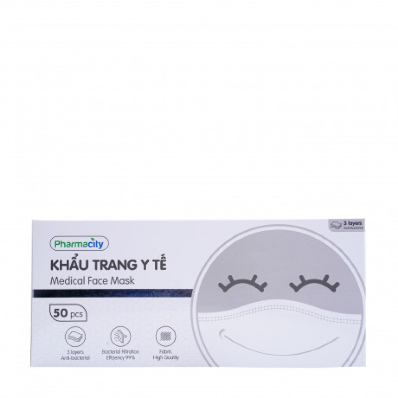 Khẩu trang y tế Farmacity (hộp 50 cái) 3 lớp kháng khuẩn cao cấp