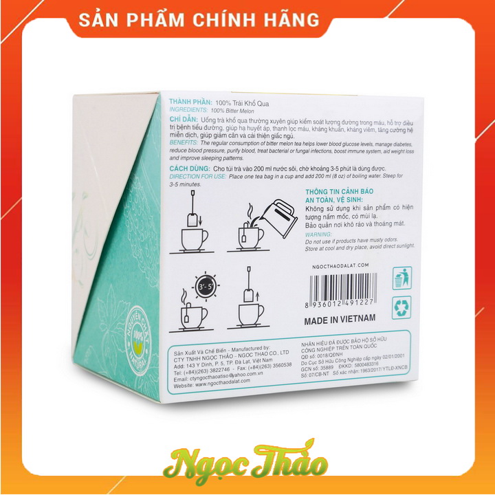 Hộp trà Khổ qua 15 túi lọc Ngọc Thảo
