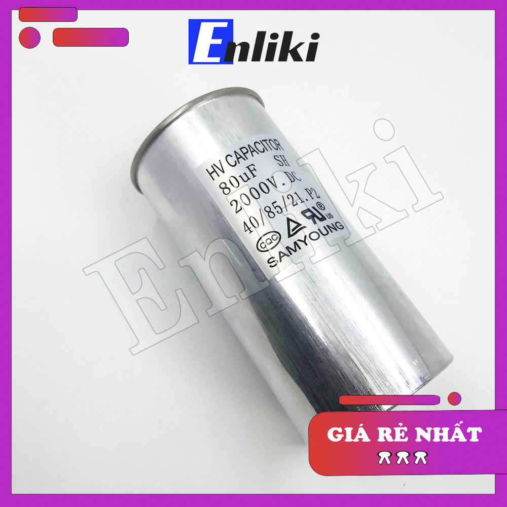 Tụ 80uF 2000V SAMYOUNG kích thước 60mmx130mm