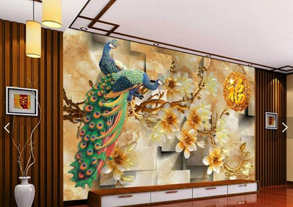 Tranh dán tường 3d công phượng trang trí phòng khách phòng ngủ hàng quán giá rẻ đẹp keo sẵn bóc dán PA