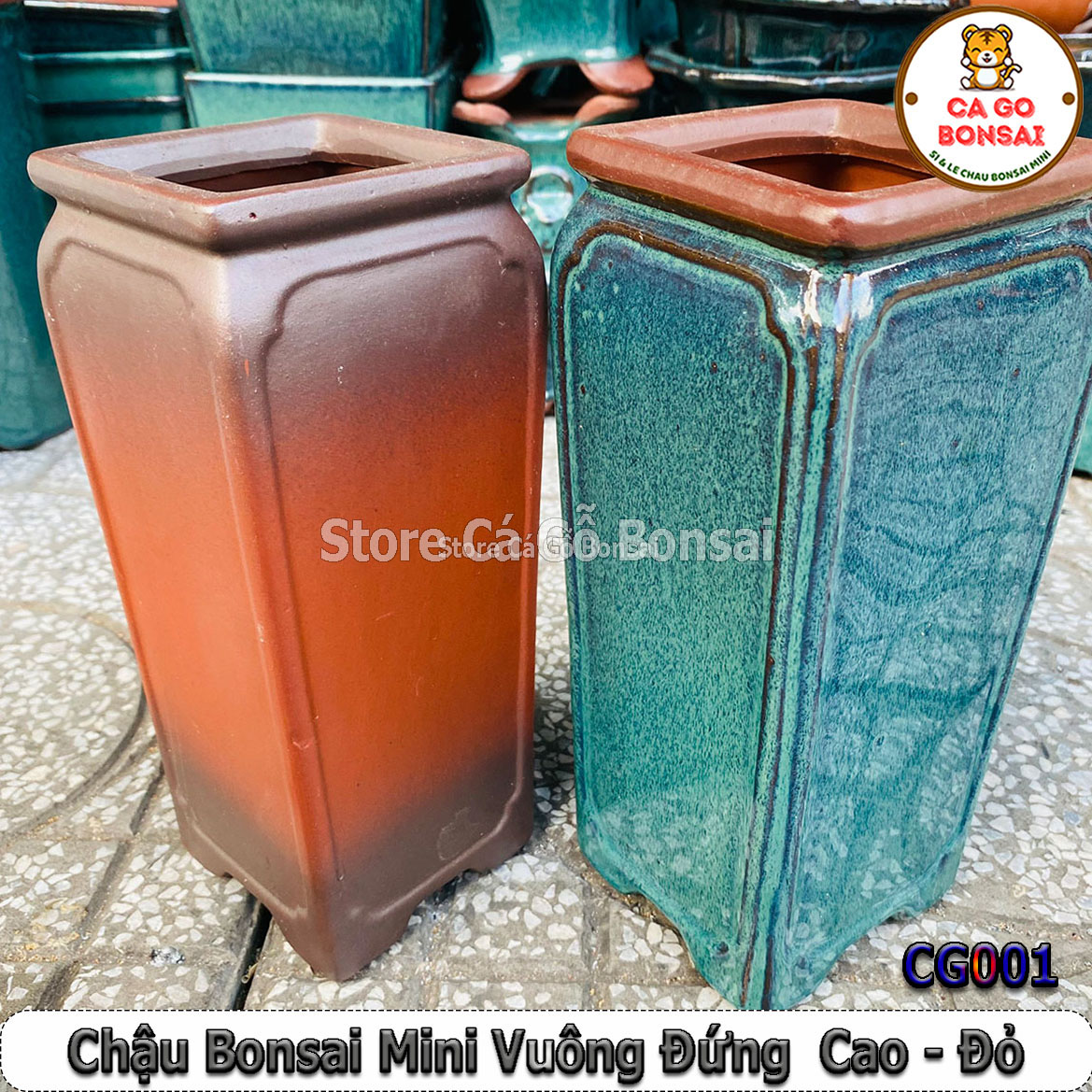 Chậu Bonsai Mini Vuông Đứng Cao Đỏ - CG001
