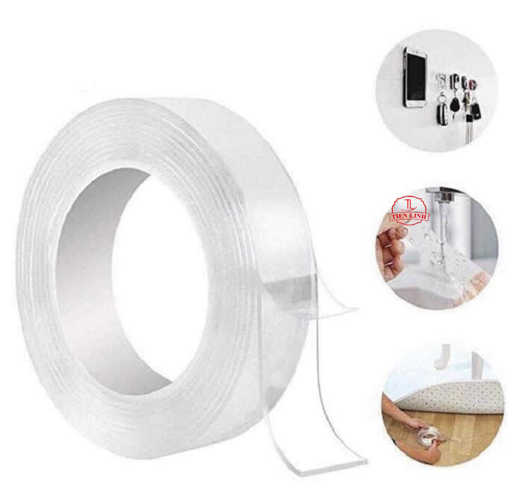 Băng keo 2 mặt đa năng (LOẠI DÀY) trong suốt cuộn 5m - 3m dán trên mọi bề mặt siêu chắc chắn