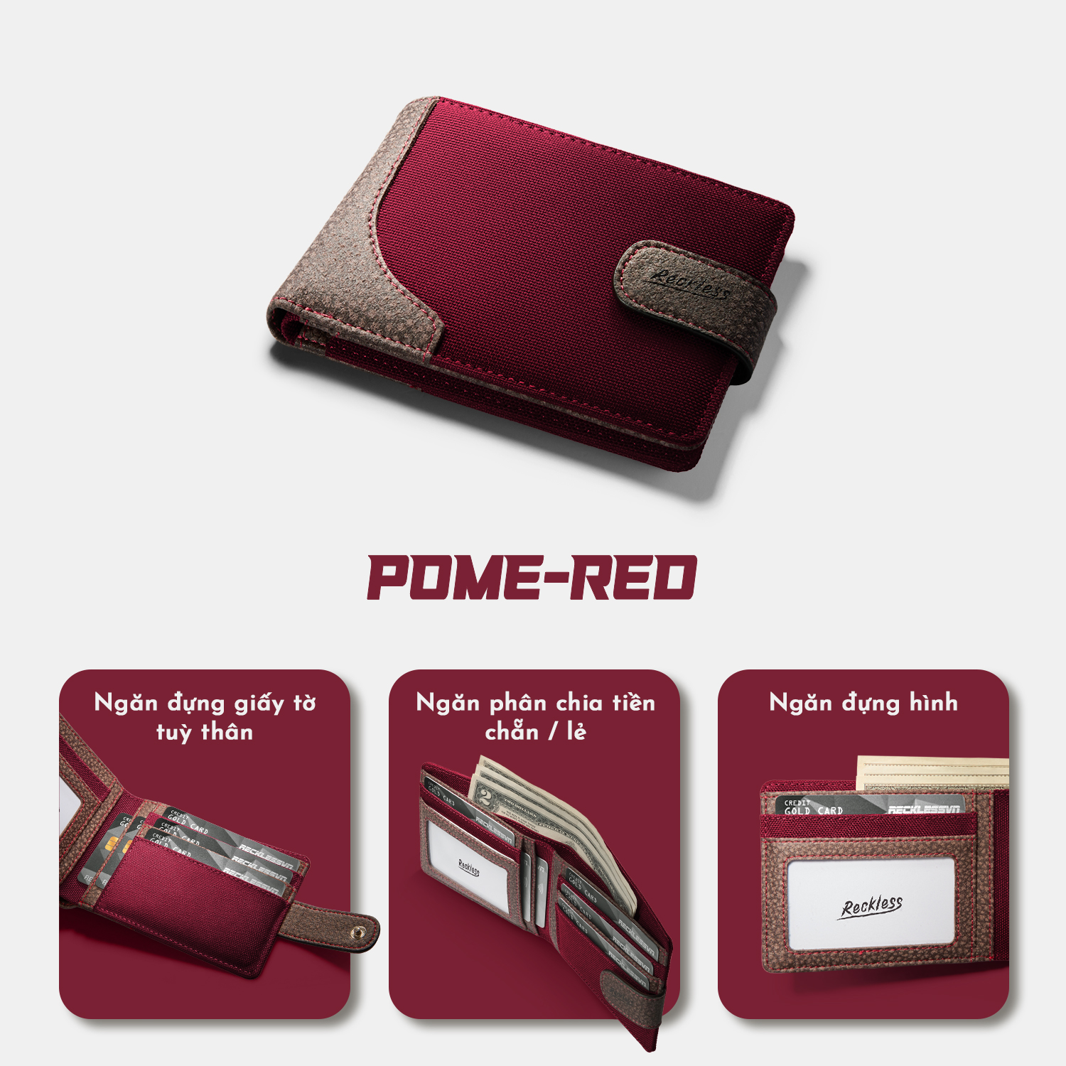 Ví Vải Gập Ngang Phối Da Thomas Wallet Reckless (4 màu) - Thomas Wallet - Vải Polyester Kháng Nước