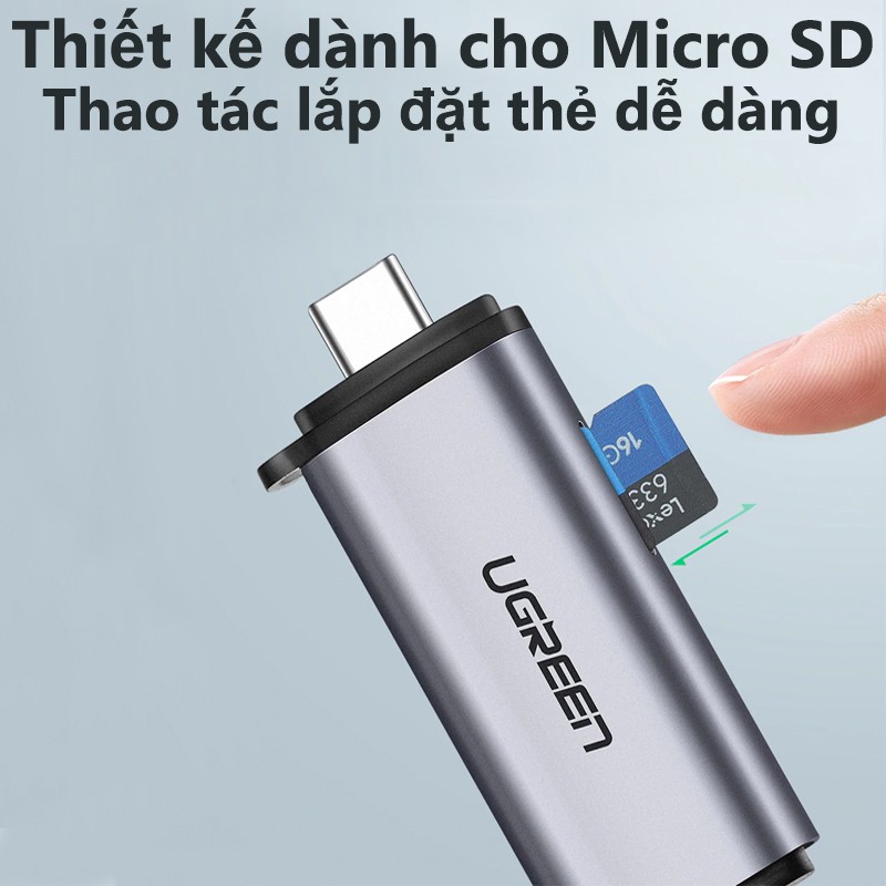 Đầu Đọc Thẻ Nhớ Type-C + Usb 3.0 Ugreen 50706 - Đọc Thẻ TfCf
