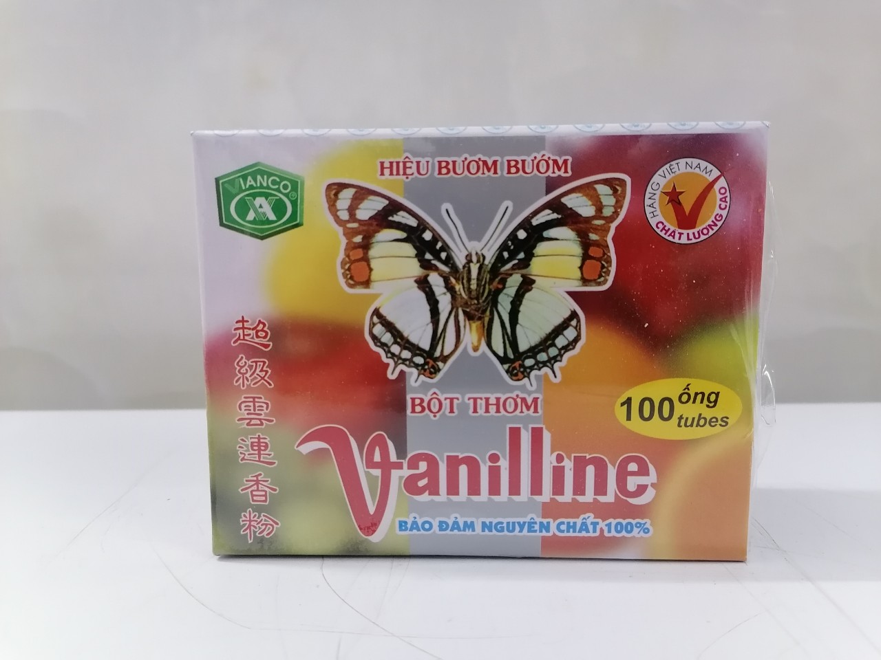 [Hộp 100 ống] Bột thơm vani Bươm Bướm [VN] VIANCO Super Vanilline Powder (btn-hk)