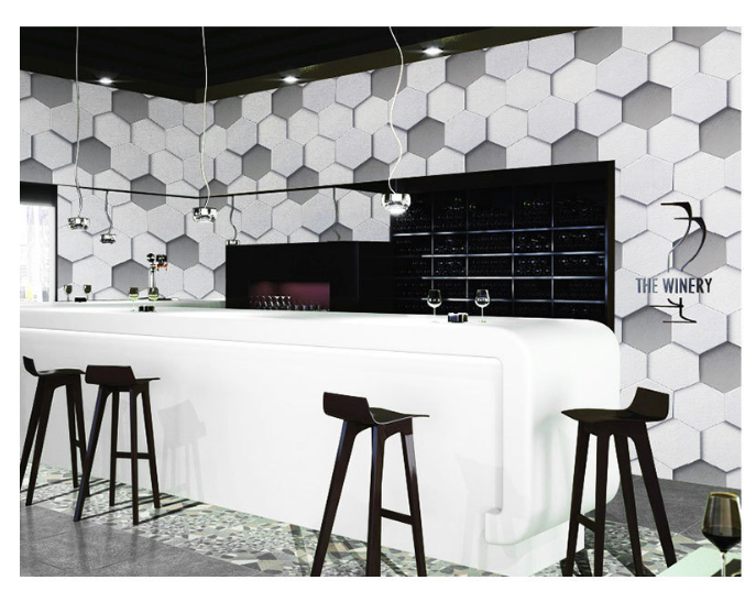 5 Mét Giấy Dán Tường, Khổ 45CM Rộng Decal PVC Trang Trí ( có keo ) - LỤC GIÁC XÁM PT670