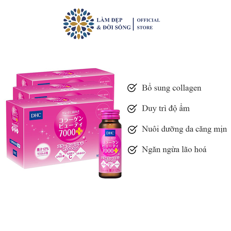 Combo 3 hộp Collagen nước DHC Collagen Beauty 7000 Plus