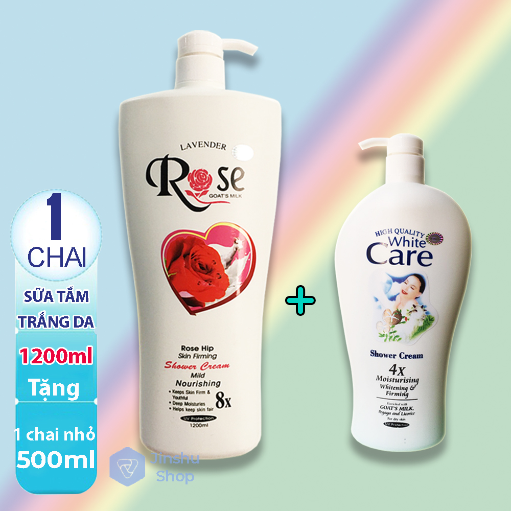 [HCM][ HƯƠNG THƠM NGẤT NGÂY ] [ Combo 02 Chai ] Sữa tắm ROSE 8x 1200ml + Sữa tắm Dê White Care 4x (500ml) . (Date : 36 THÁNG)-[ 12.12 Hot Deals ]