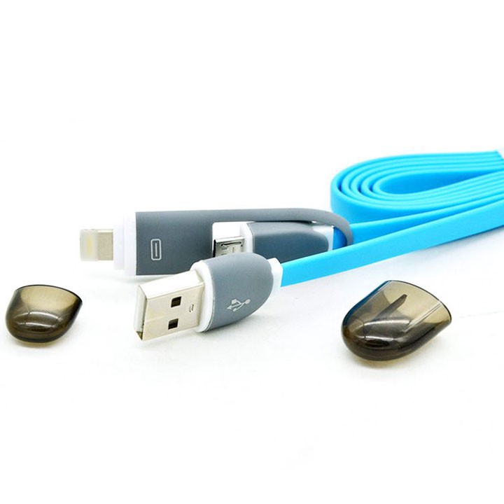 Cáp sạc đa năng 2 đầu chuẩn USB, lightning cho Iphone và Samsung