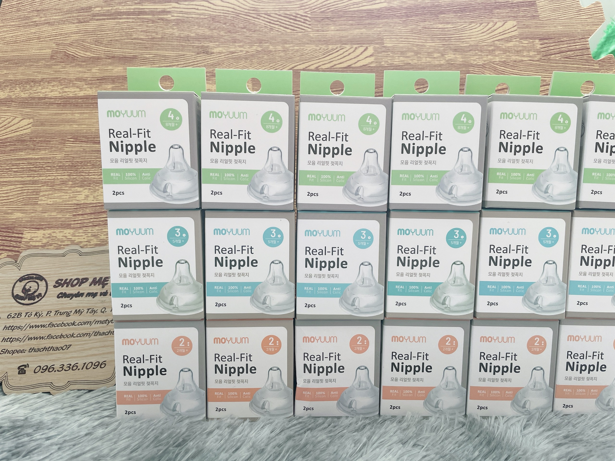 Núm ti thay thế bình Moyuum Hàn Quốc số 1/ 2/ 3 /4 (1 núm không hộp, set 2 núm có hộp)