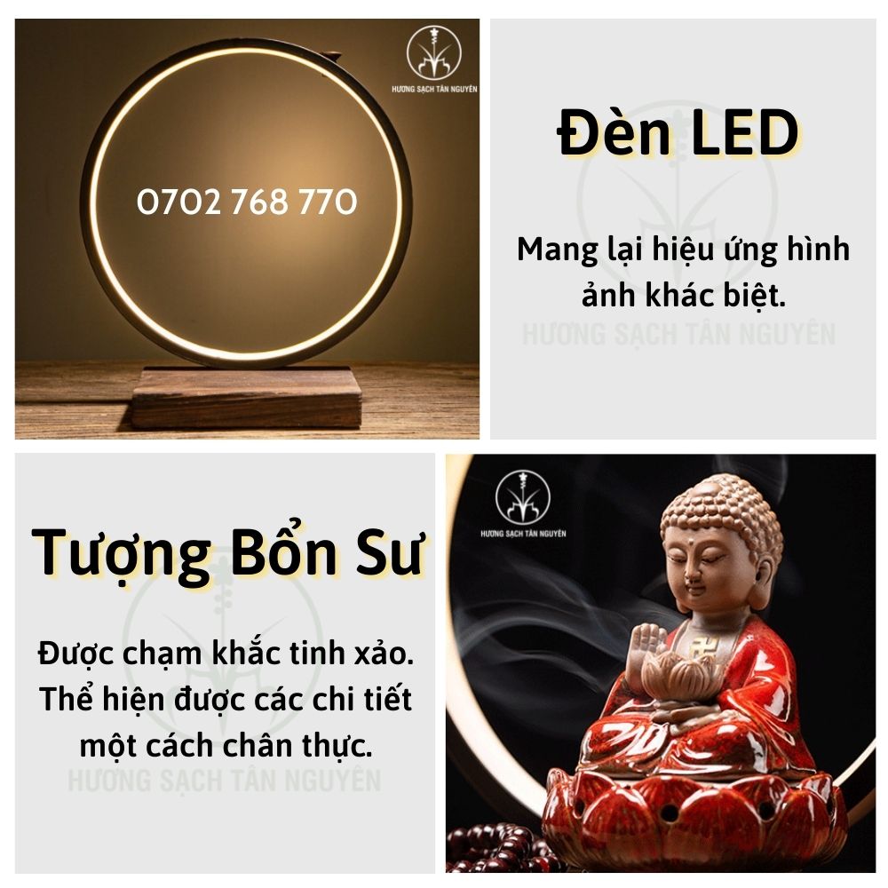 Thác khói bổn sư (kèm đèn) chất liệu cao cấp TK112