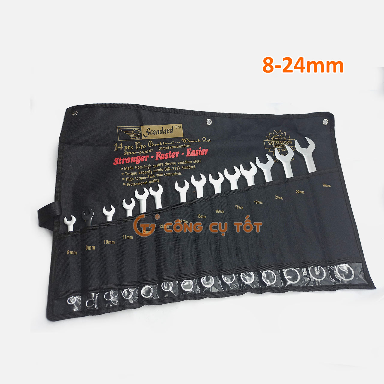 Bộ cờ lê vòng miệng 14 chi tiết standard đài loan 8-24mm, 8-32mm