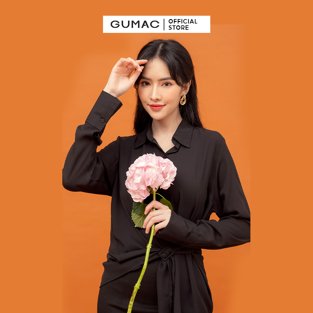[15 - 17.5 | TẶNG QUÀ đơn từ 499K] Áo sơ mi nữ phối đai  mẫu mới GUMAC AB854