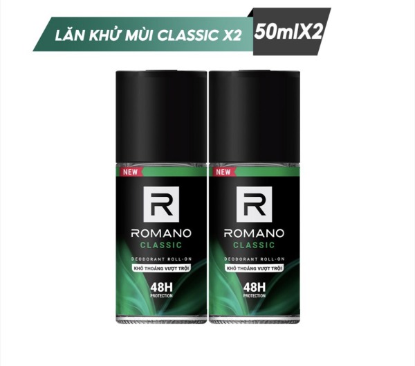 Combo 2 lăn khử mùi Romano Clasic 50ml (50mlx2) cao cấp