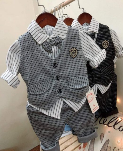 [HÀNG TẾT - ẢNH THẬT] Set Vest Gile cao cấp cho bé trai