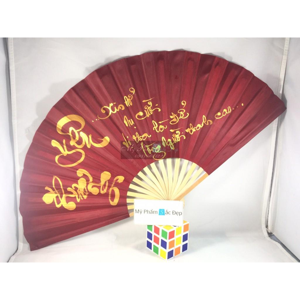 [HCM]Quạt tay lụa thư pháp loại lớn 26cm