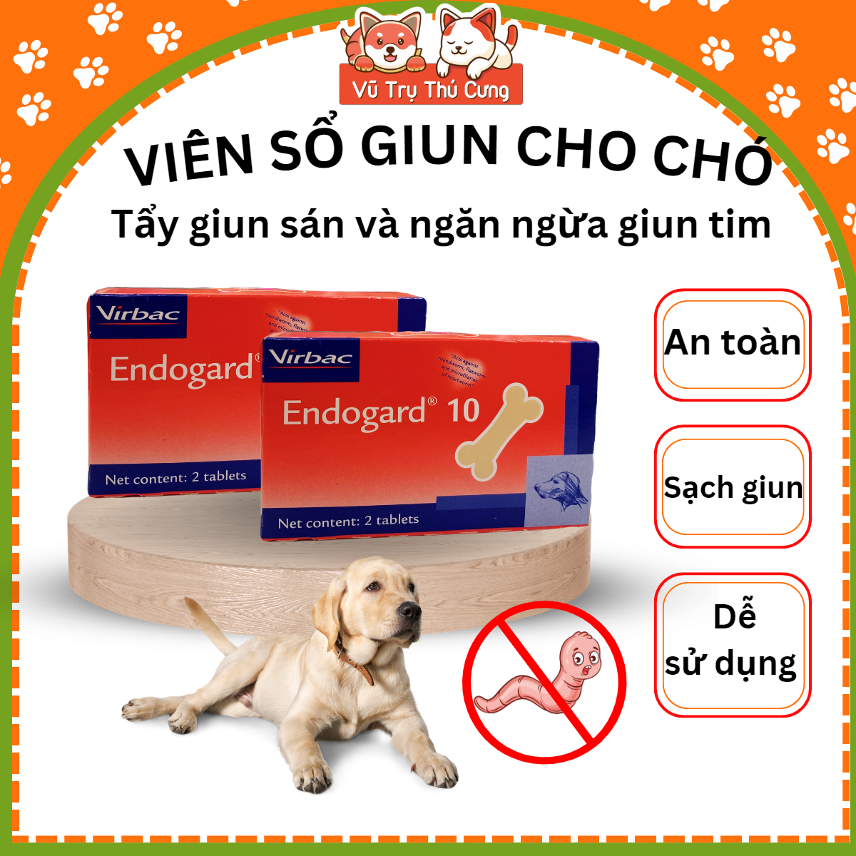 Endogard Virbac Dewormer for Dog - Use for Puppy & Big dog Virbac, French Worm Solving