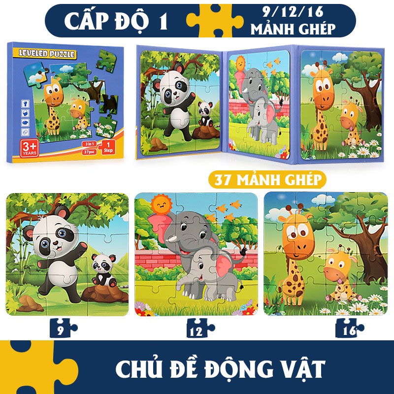 Bộ Đồ Chơi Tranh Xếp Hình Nam Châm 5 Cấp Độ Cho Bé